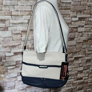 Stone Mountain Two-Tone Cream and Dark Blue  Bag Brand New